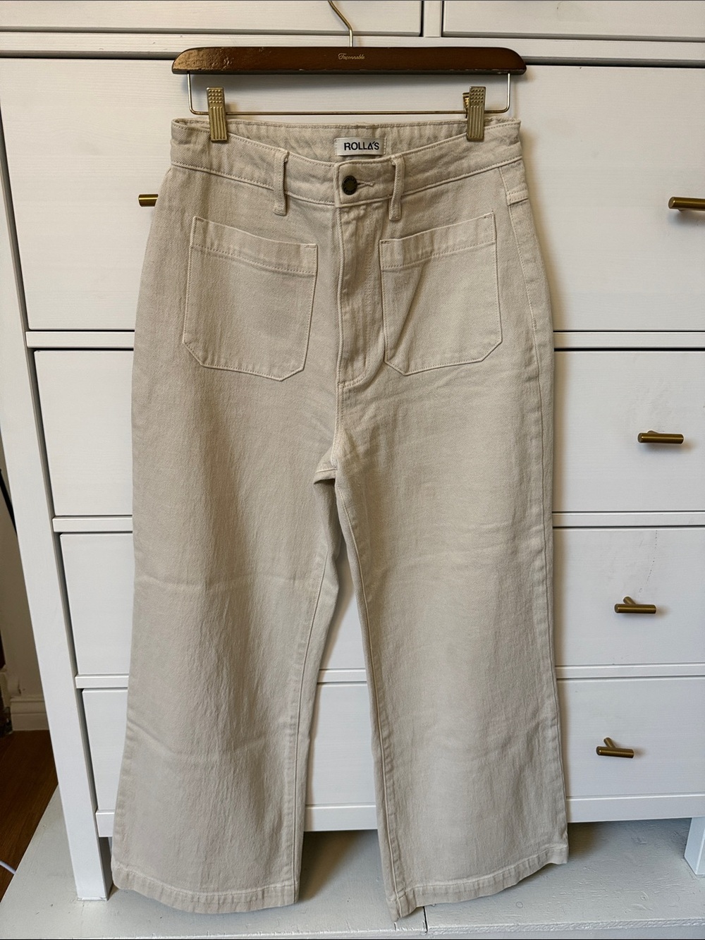 ROLLA'S Cream Wide-Leg High-Rise Jeans